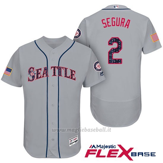 Maglia Baseball Uomo Seattle Mariners 2017 Estrellas y Rayas Jean Segura Grigio Flex Base